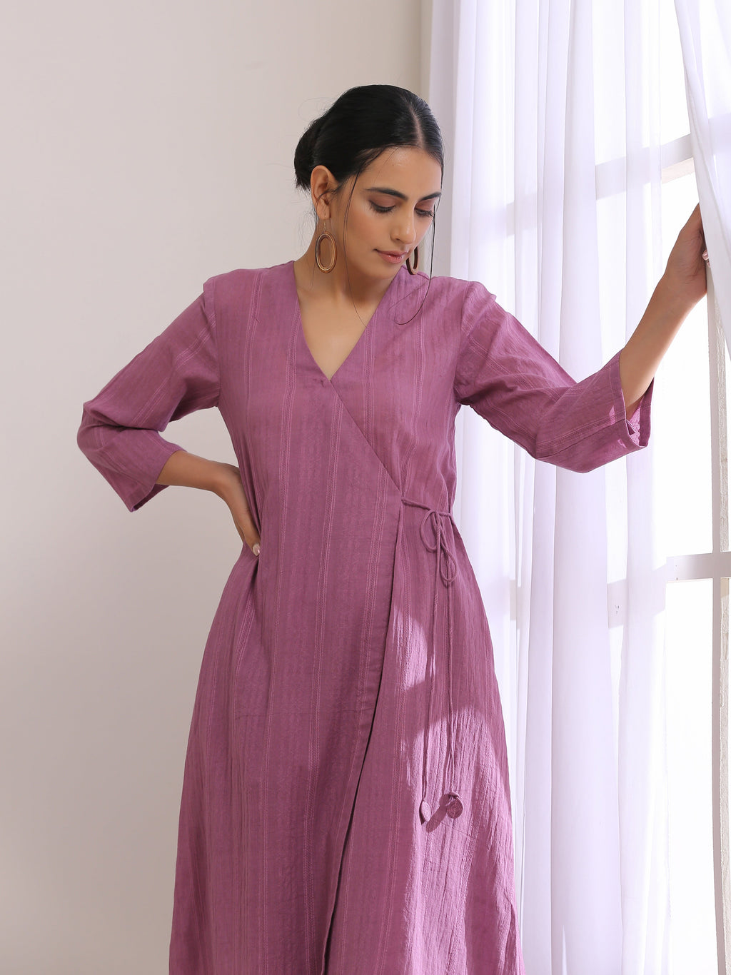 trueBrowns Onion Pink Dobby Angrakha Pant Set