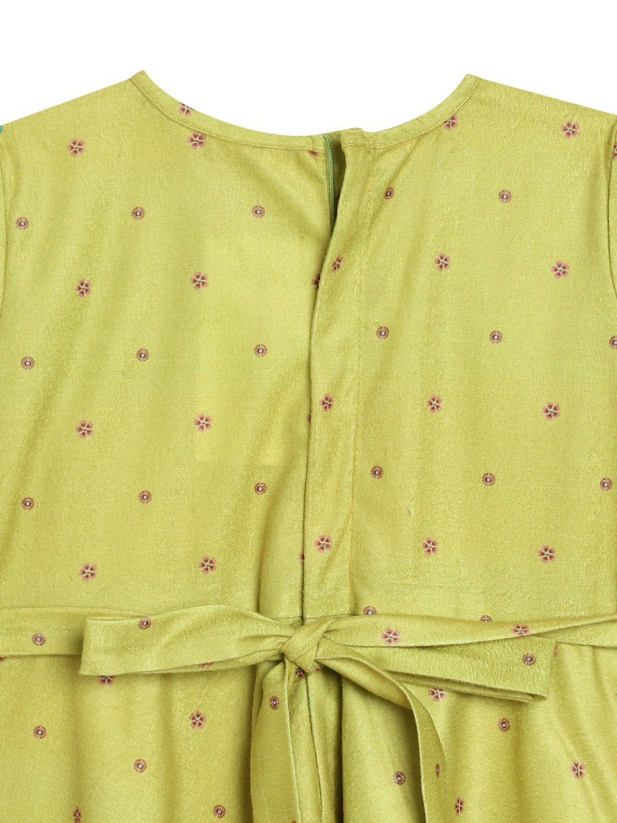 Ahalyaa Girls Printed A-Line Velvet Maxi Kids Ethnic Dress