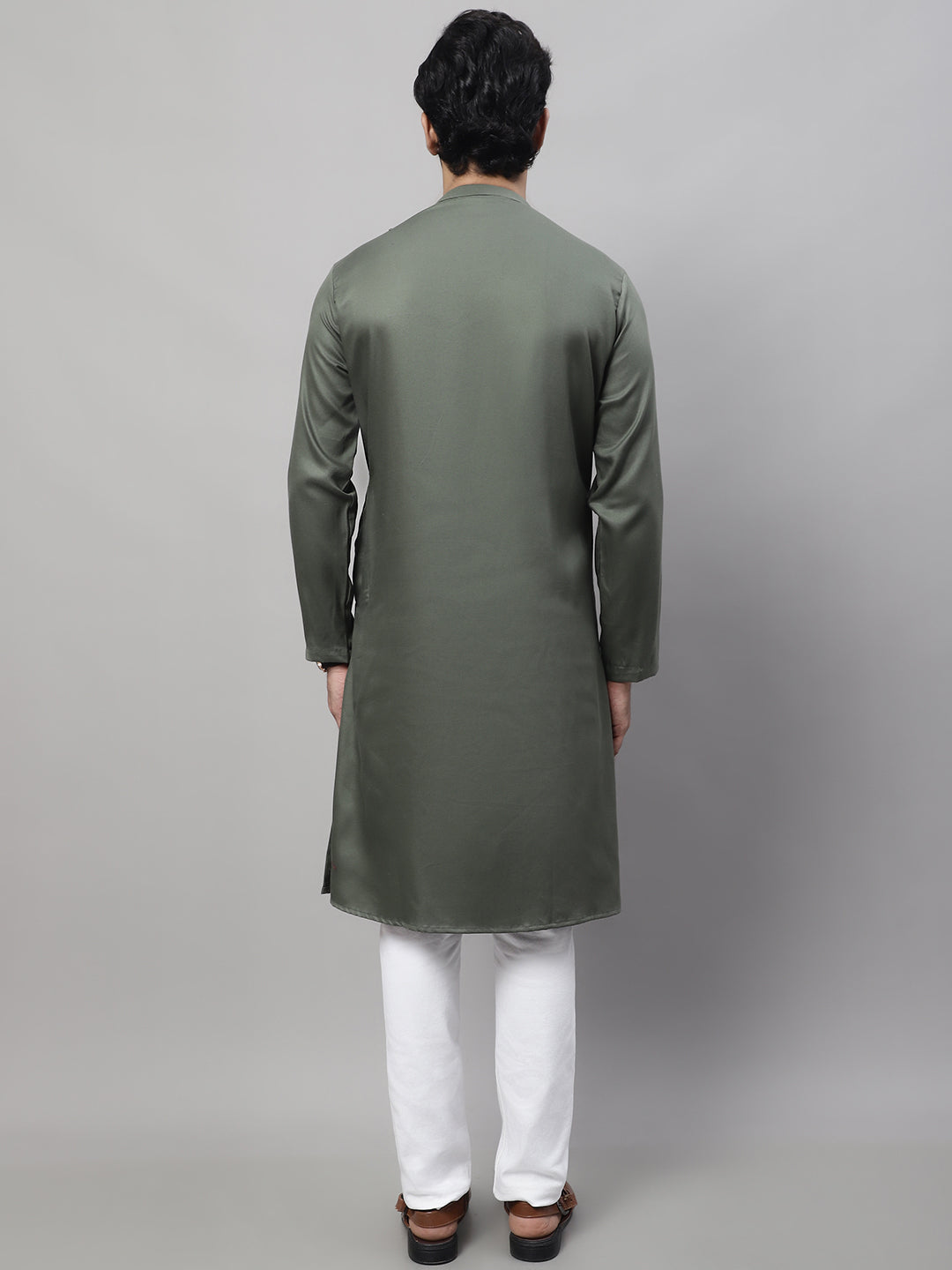 Even Apparels Green Sherwani Kurta With Asymetrical Cut
