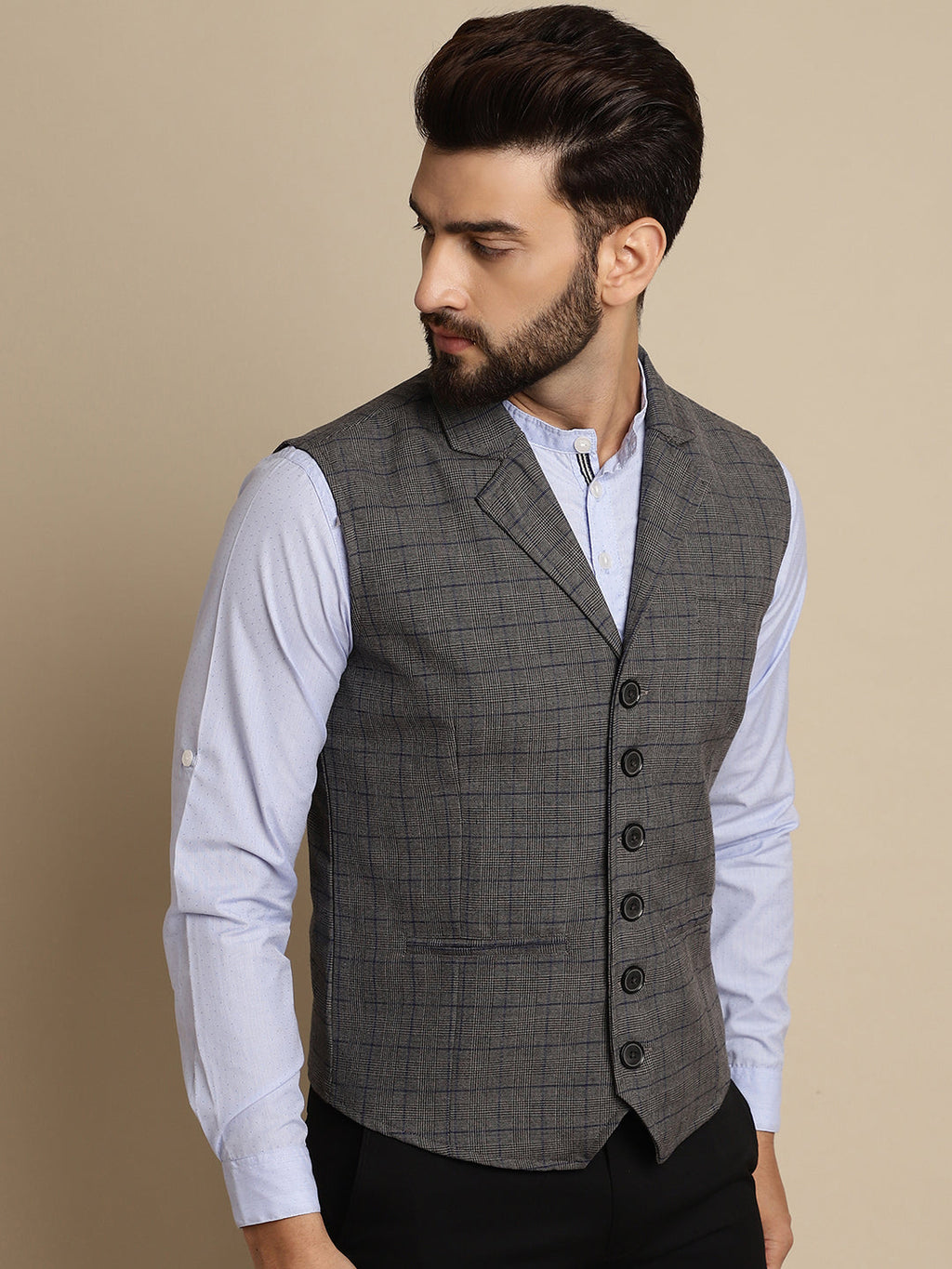 Even Apparels Men's Grey Waistcoat with Notched Lapel