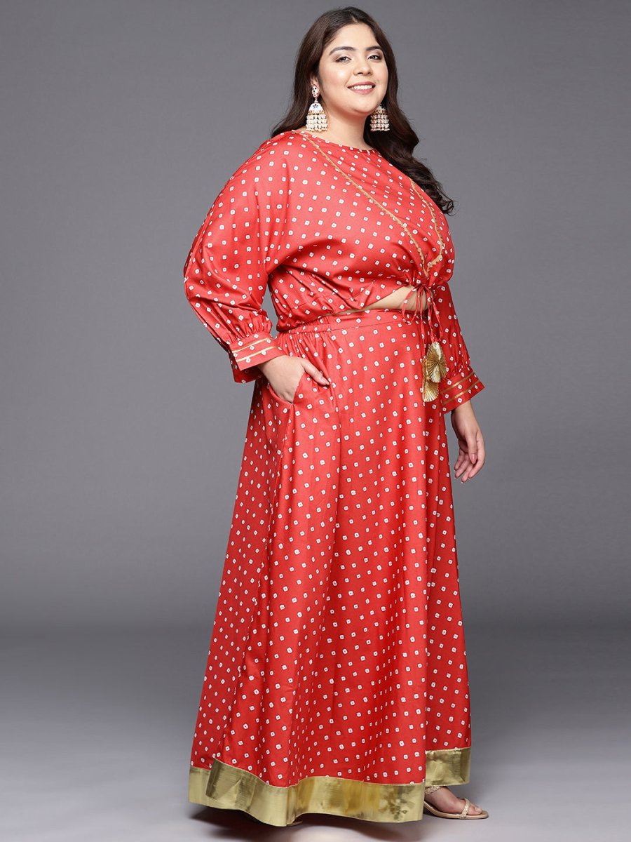 Ahalyaa Women Plus Size Printed Top with Skirt