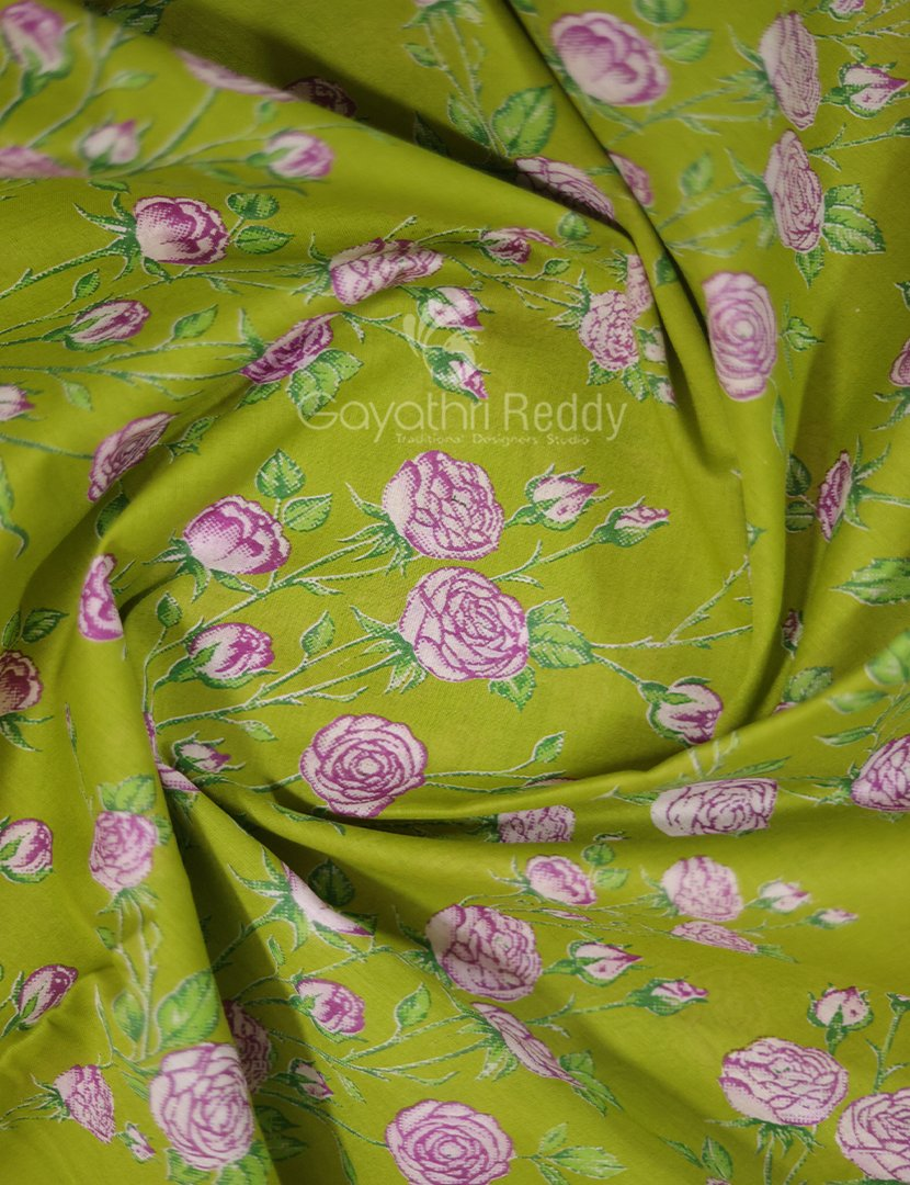 Block Print Apple Green Coloured Mulmul Cotton Saree By Gayathri Reddy Designer Studio