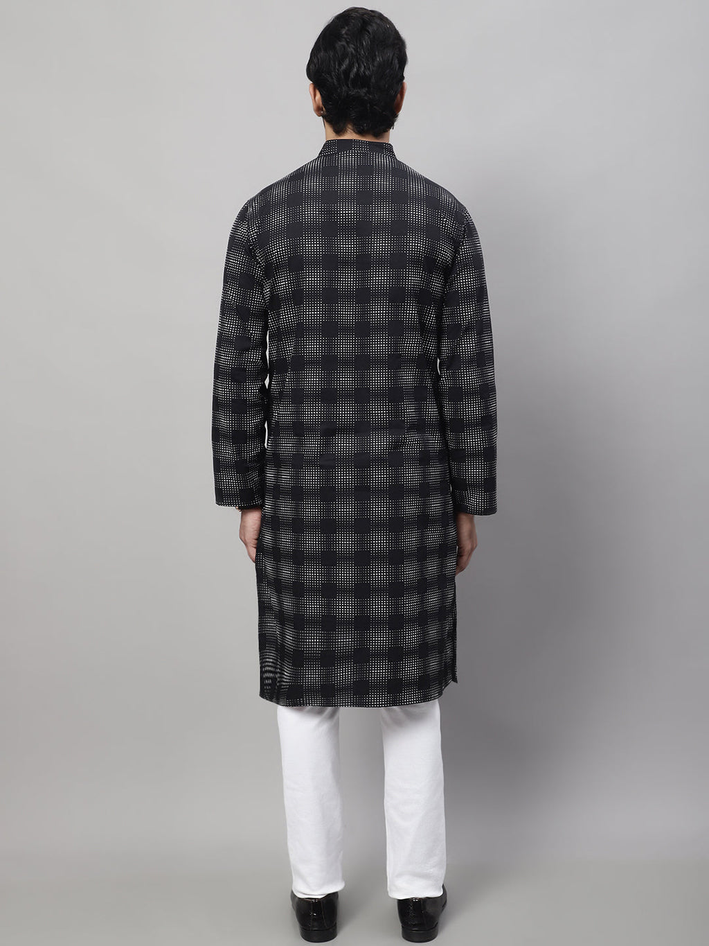 Even Apparels Black Pure Cotton Kurta With Band Collar