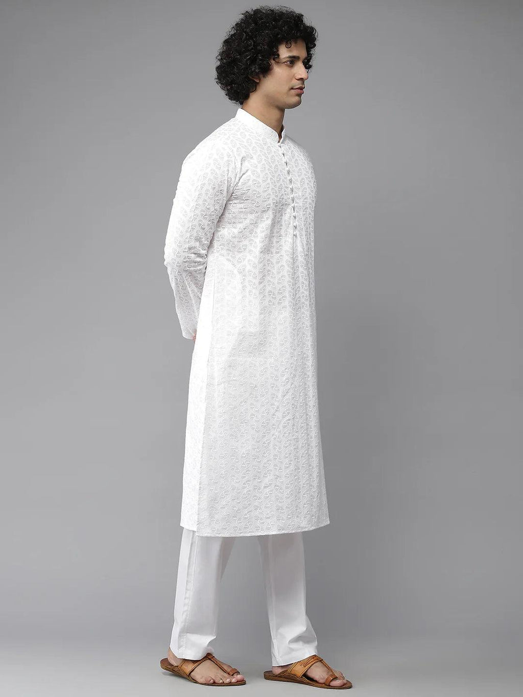 Fabmade Elegant Chikankari Embroidered Straight Kurta With Pyjama