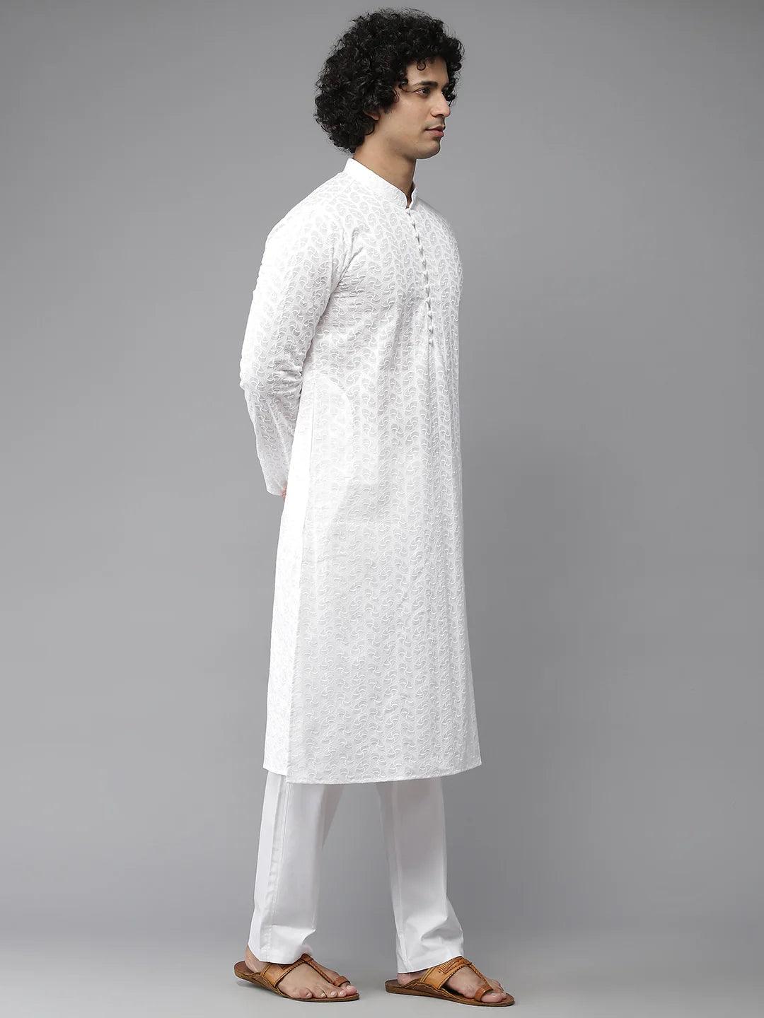 Fabmade Elegant Chikankari Embroidered Straight Kurta With Pyjama
