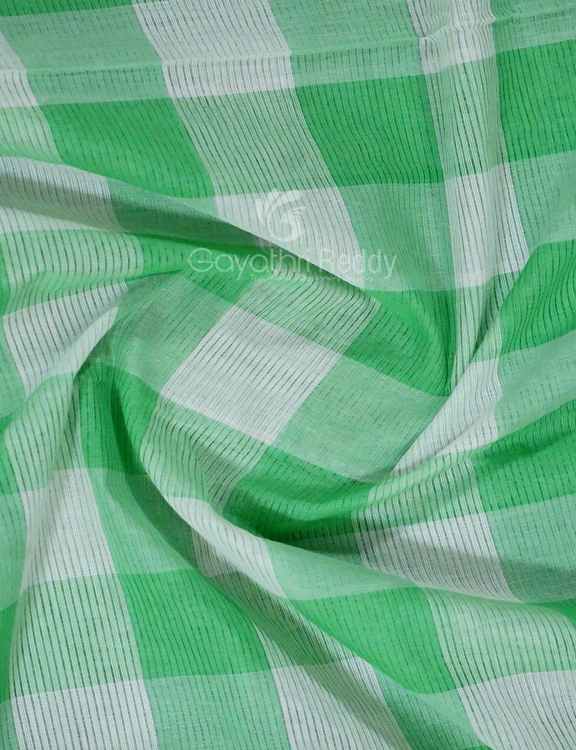 Cream And Green Colored With Checks Pure Mangalgiri Cotton Saree By Gayathri Reddy Designer Studio