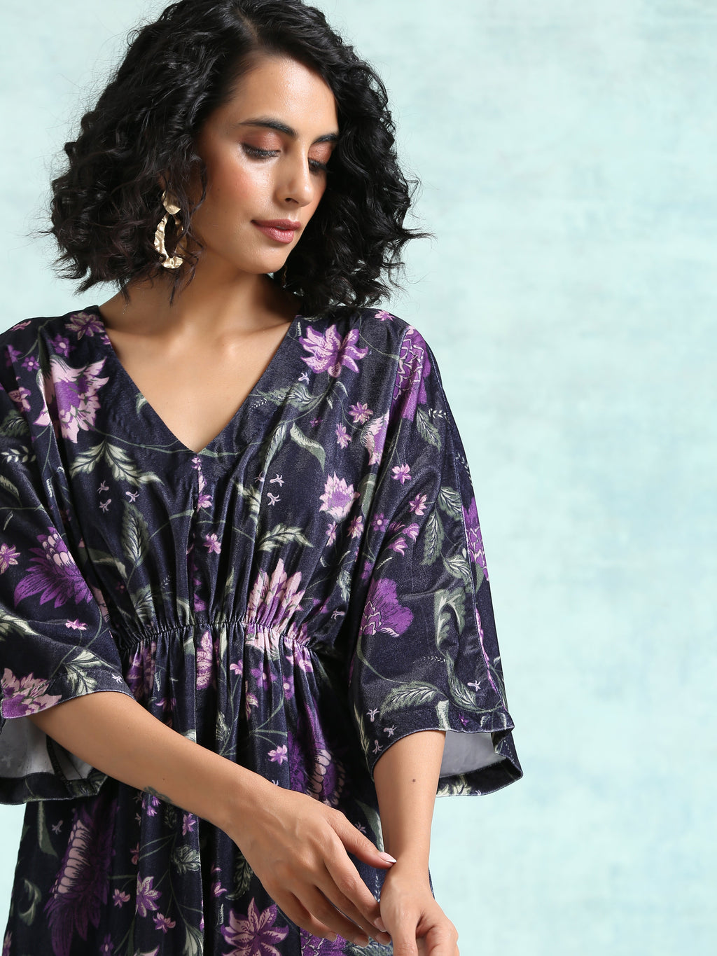 trueBrowns Black Printed Velvet Co-Ord Set