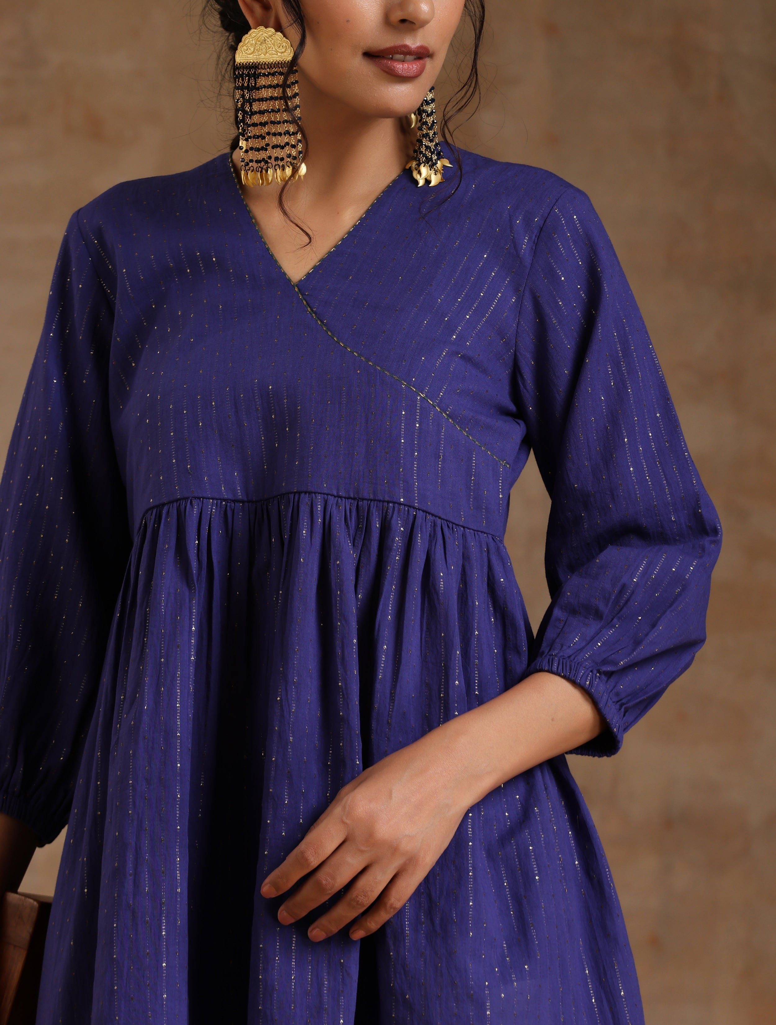 trueBrowns Spectrum Blue Gold Cotton Overlap Co-Ord Set