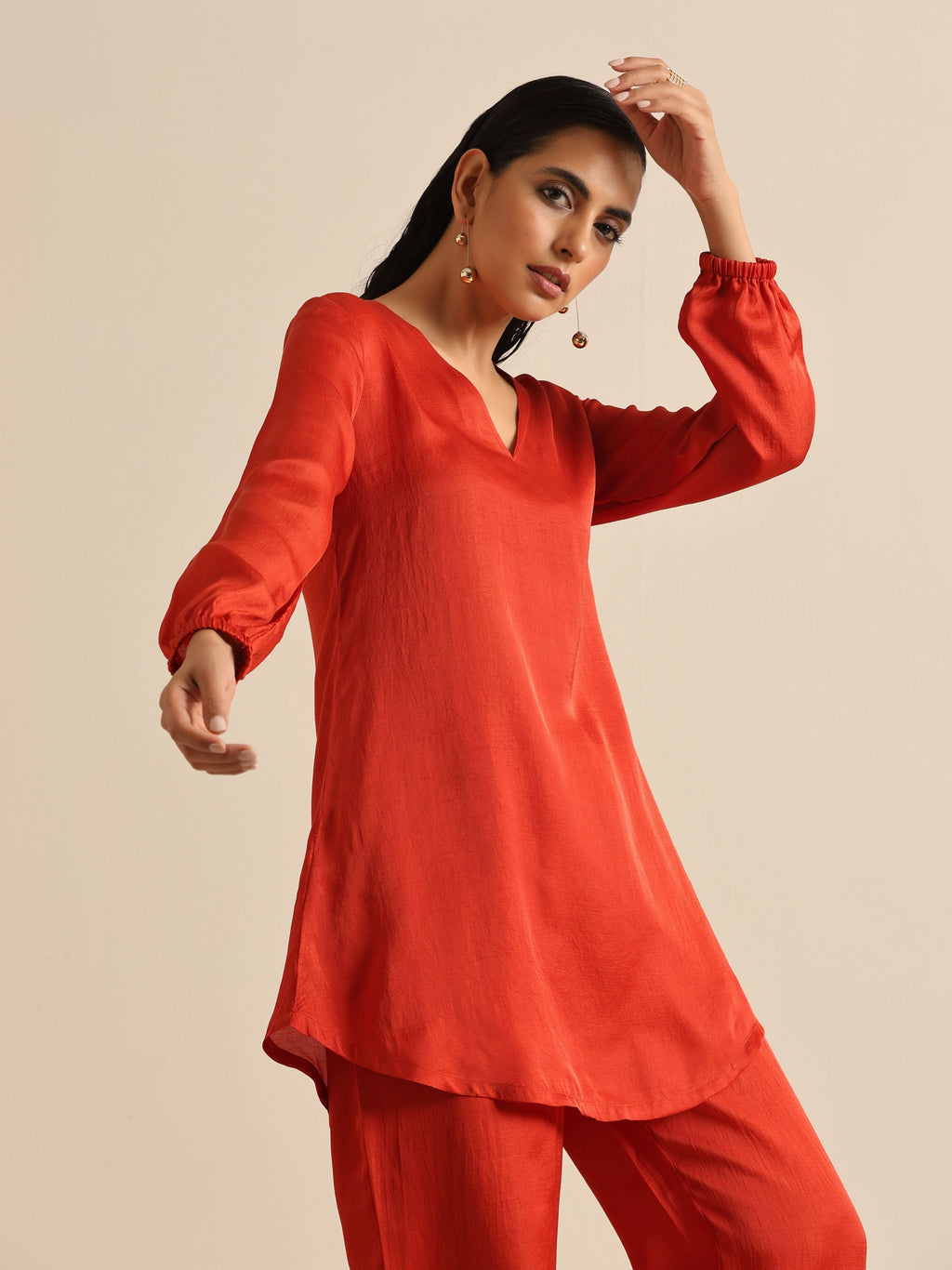 trueBrowns Rust Silk Blend Short Co-Ord Set