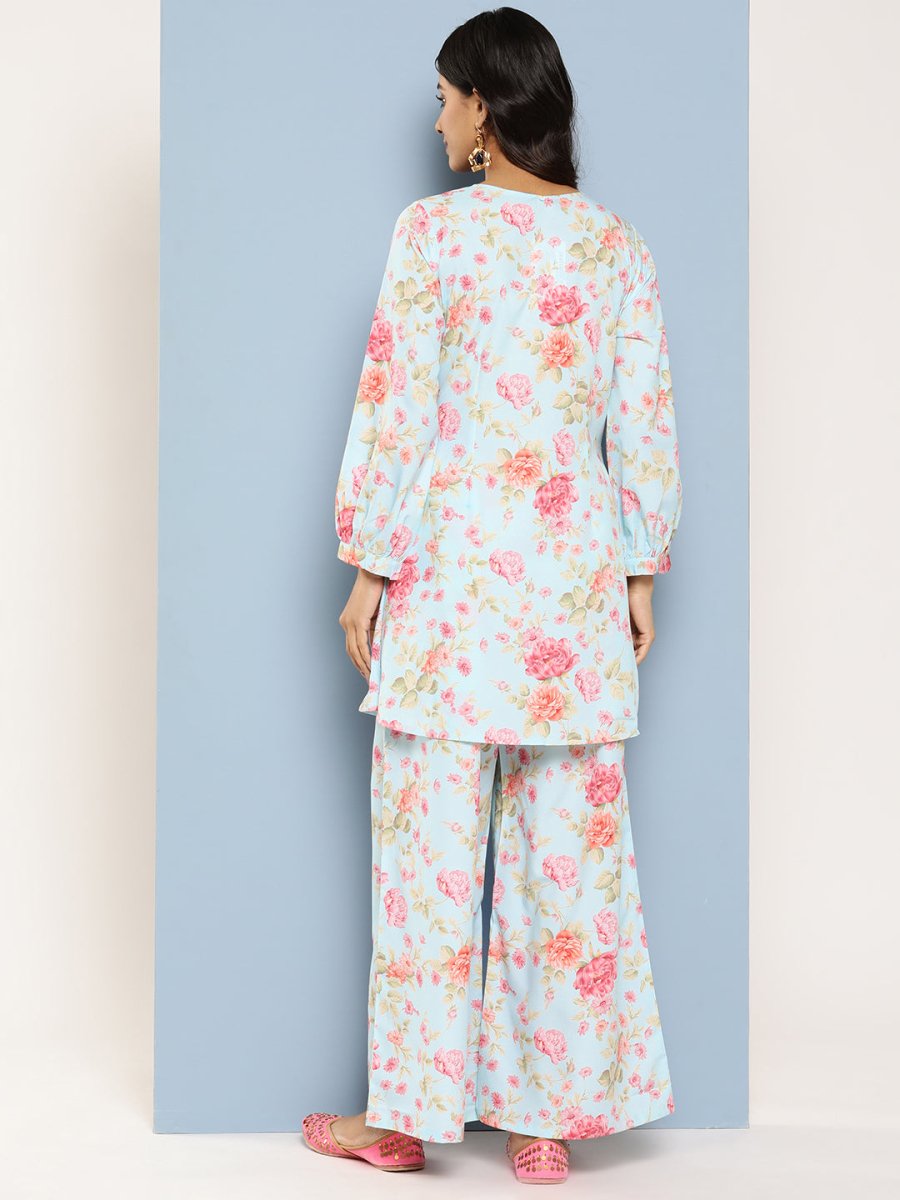 Ahalyaa Women Floral Printed Regular Tunic with Palazzos
