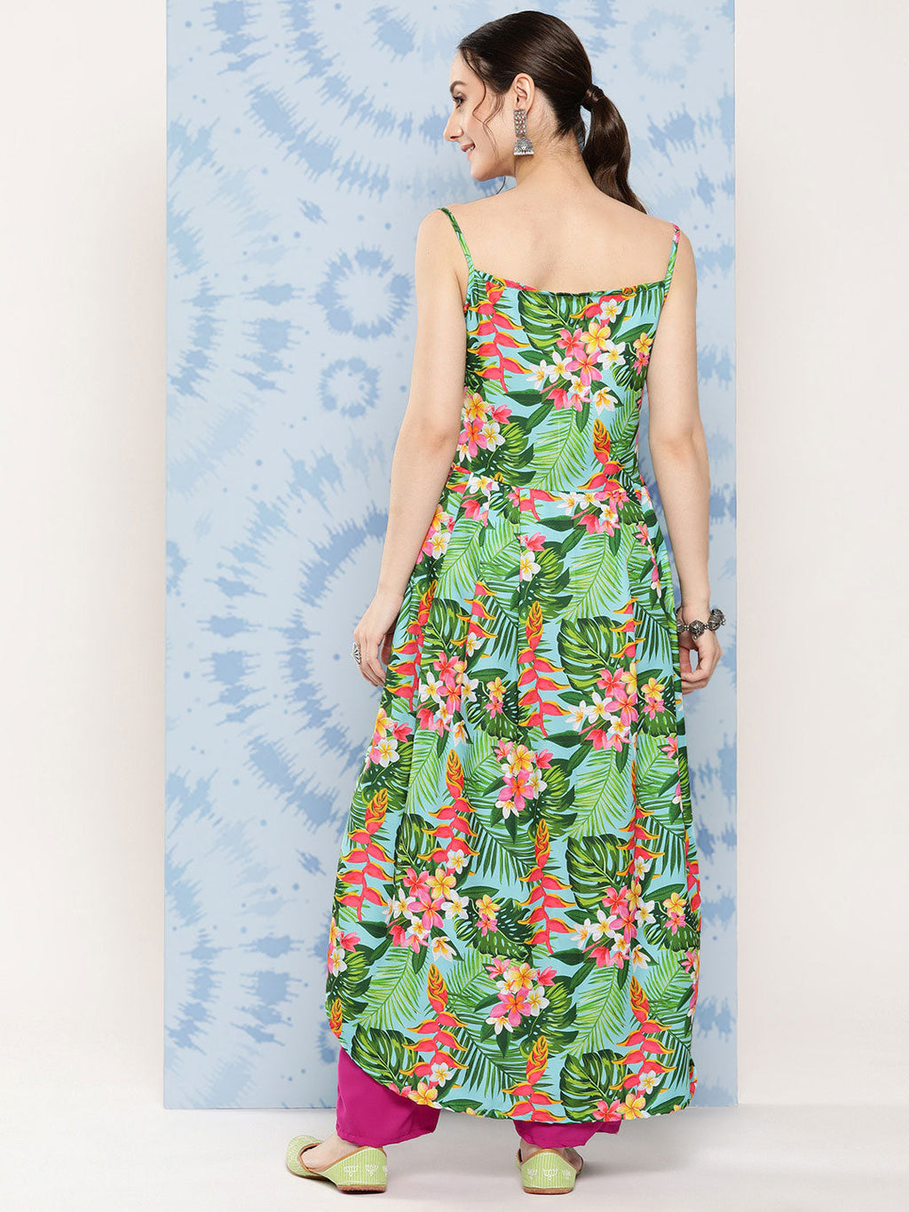 InWeave Women's Mint Green Leaf Japanese Art Strappy Set
