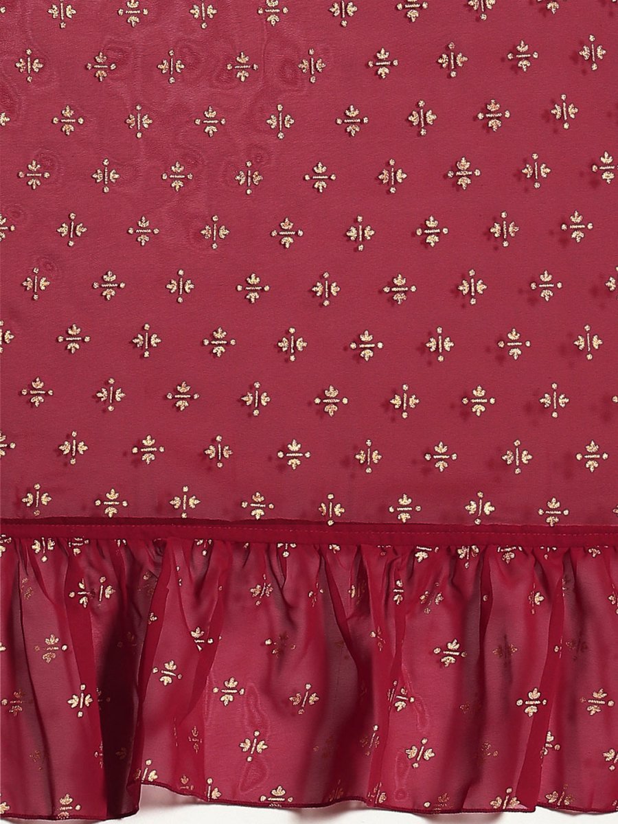 Ahalyaa Printed Ready To Wear Ruffles Saree