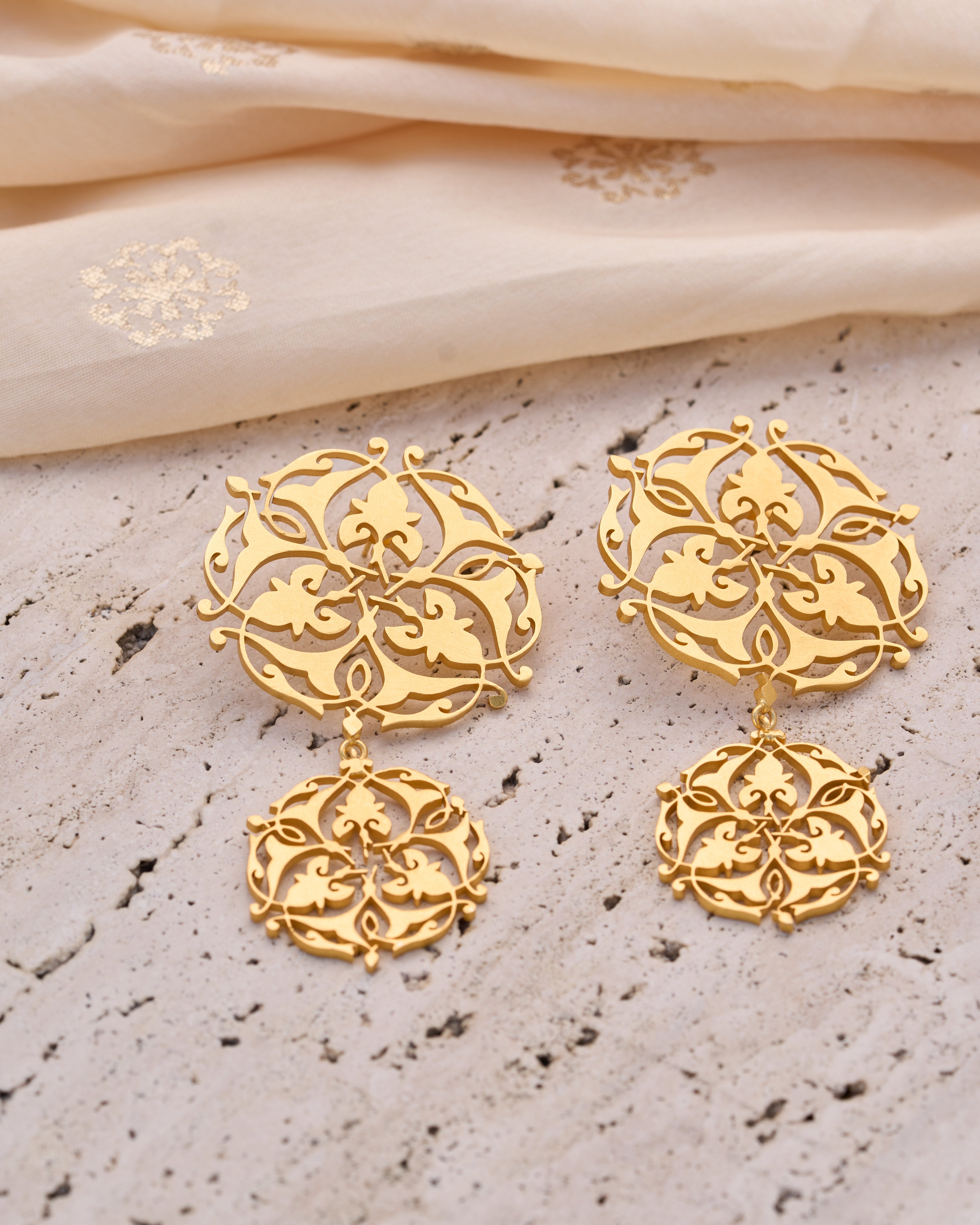 trueBrowns Gold-Polished Circle Drop Earrings