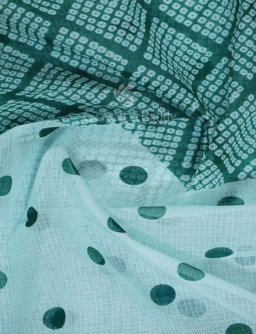 Shades of Mint Green And Rama Green Colour With Patli Pallu Design Pure Kota Cotton Saree By Gayathri Reddy Designer Studio