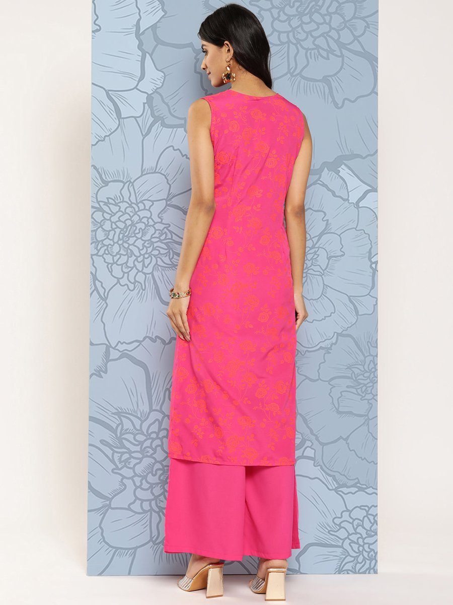 Ahalyaa Floral Printed Empire Gotta Patti Kurta With Palazzos