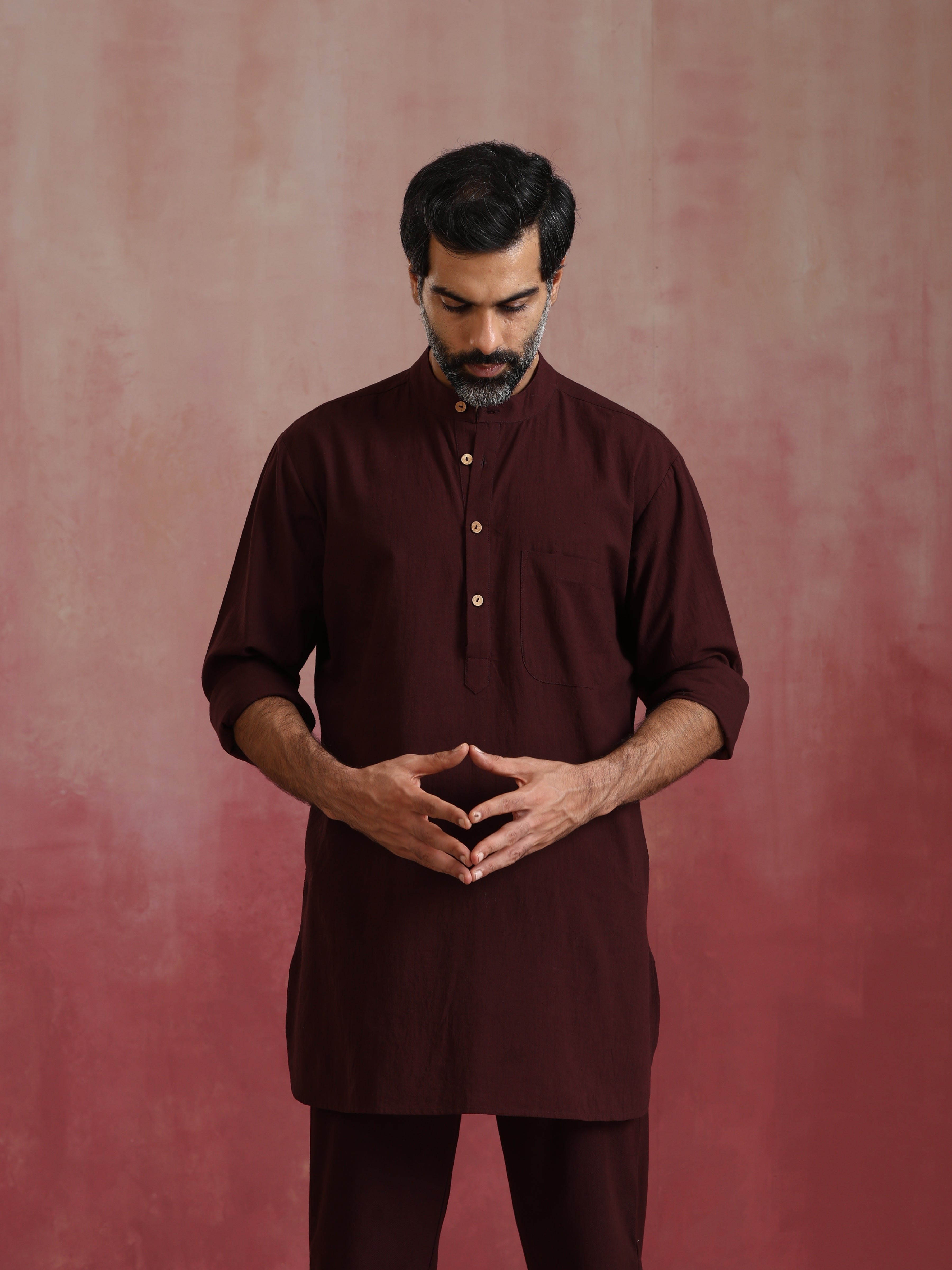 trueBrowns Men's Cola Cotton Mandarin Collar Kurta Co-ord set