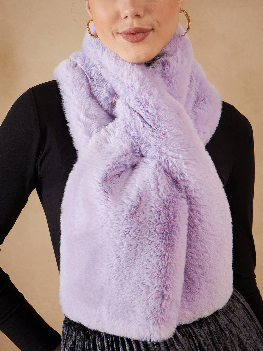 InWeave Women's Light Mauve Faux Fur Neck Warmer