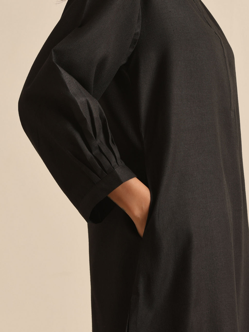 trueBrowns Black Slub Relaxed Placket Co-Ord Set