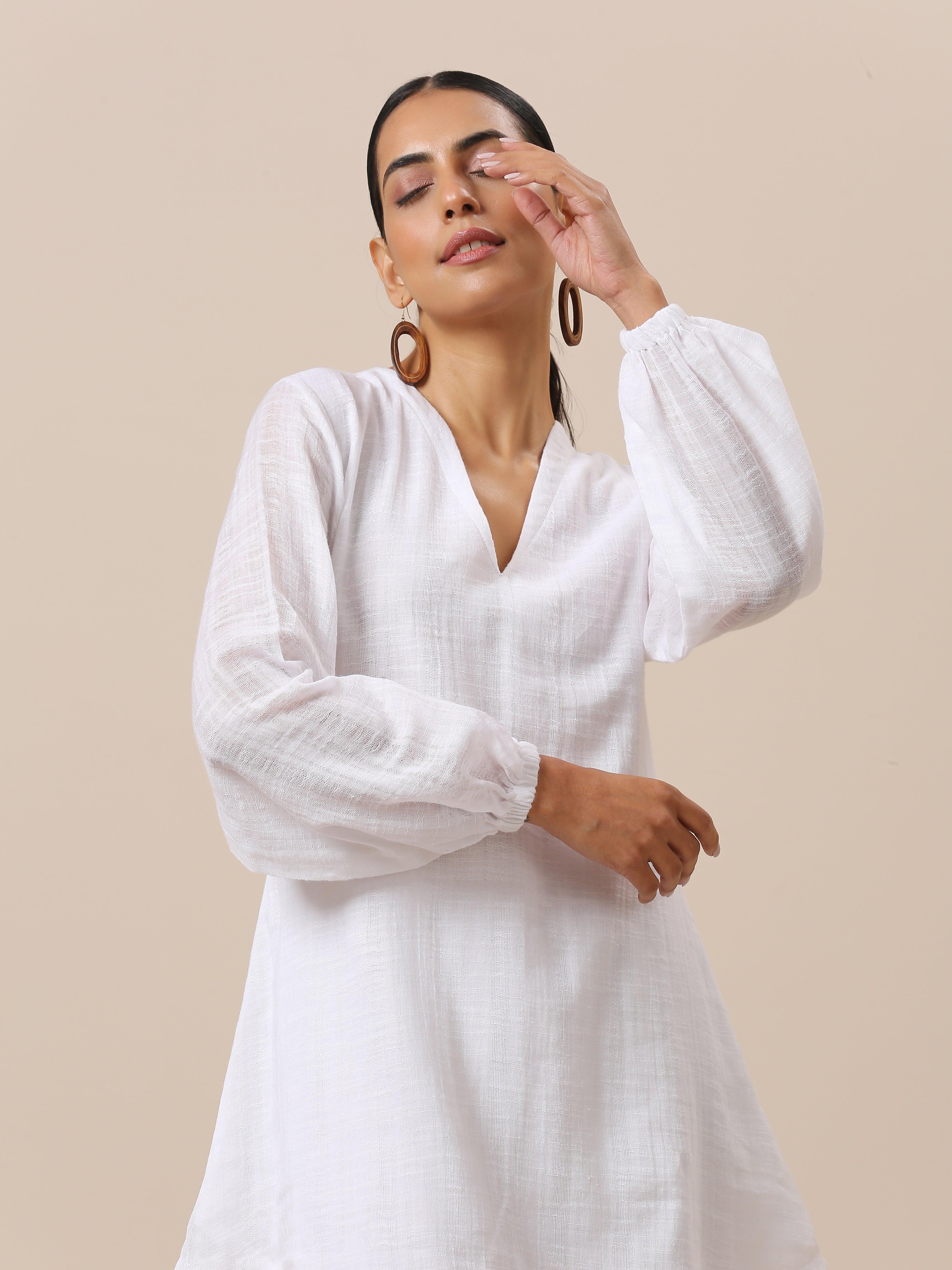 trueBrowns Gauze White Short Co-Ord Set
