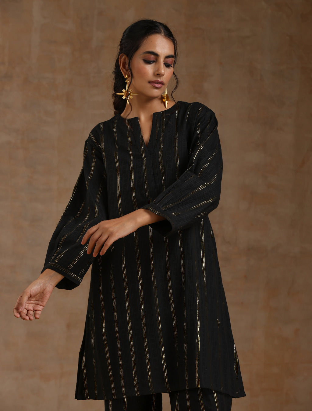 trueBrowns Black Gold Cotton Relaxed Co-Ord Set