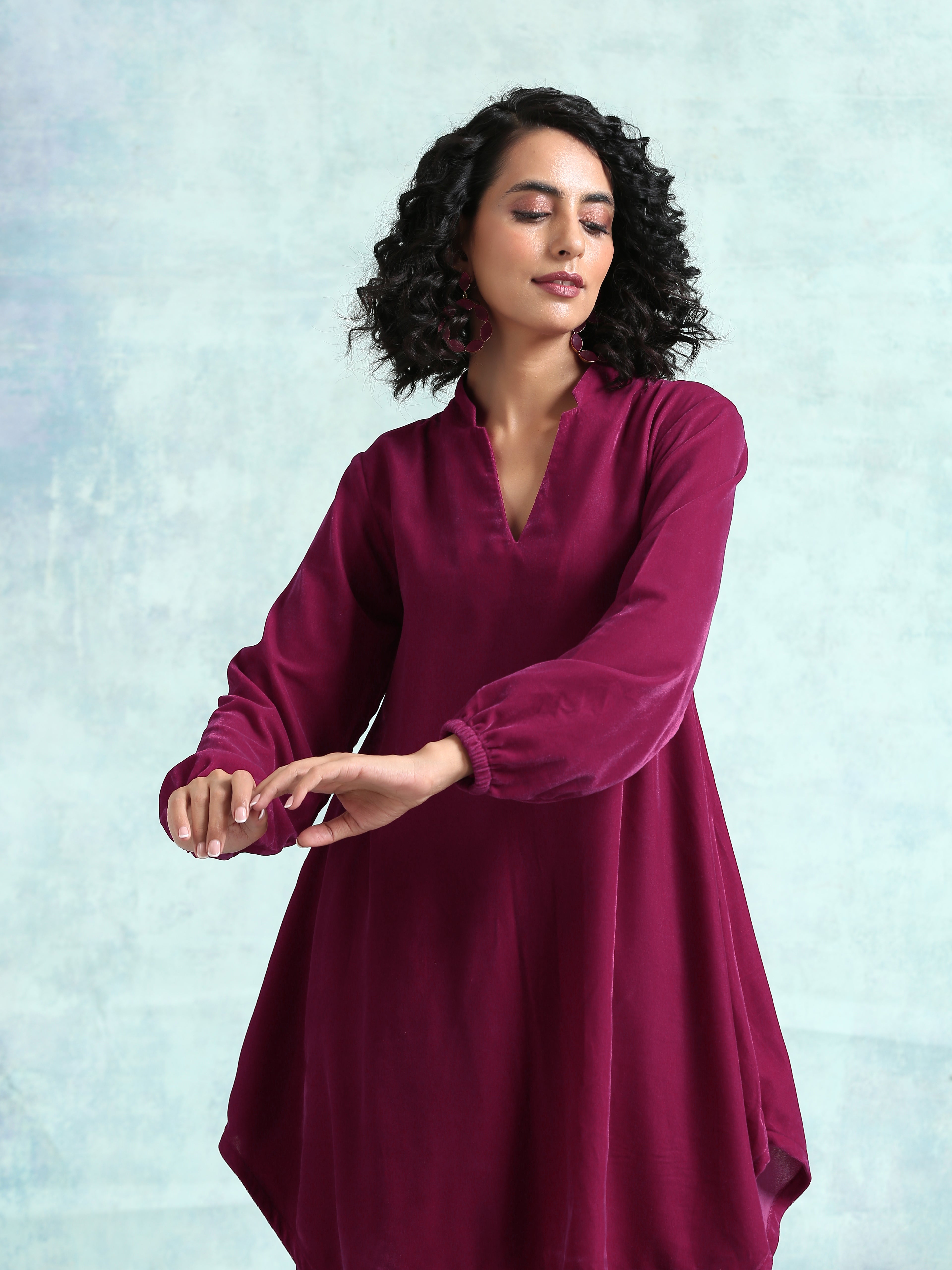 trueBrowns Magenta Velvet Co-Ord Set
