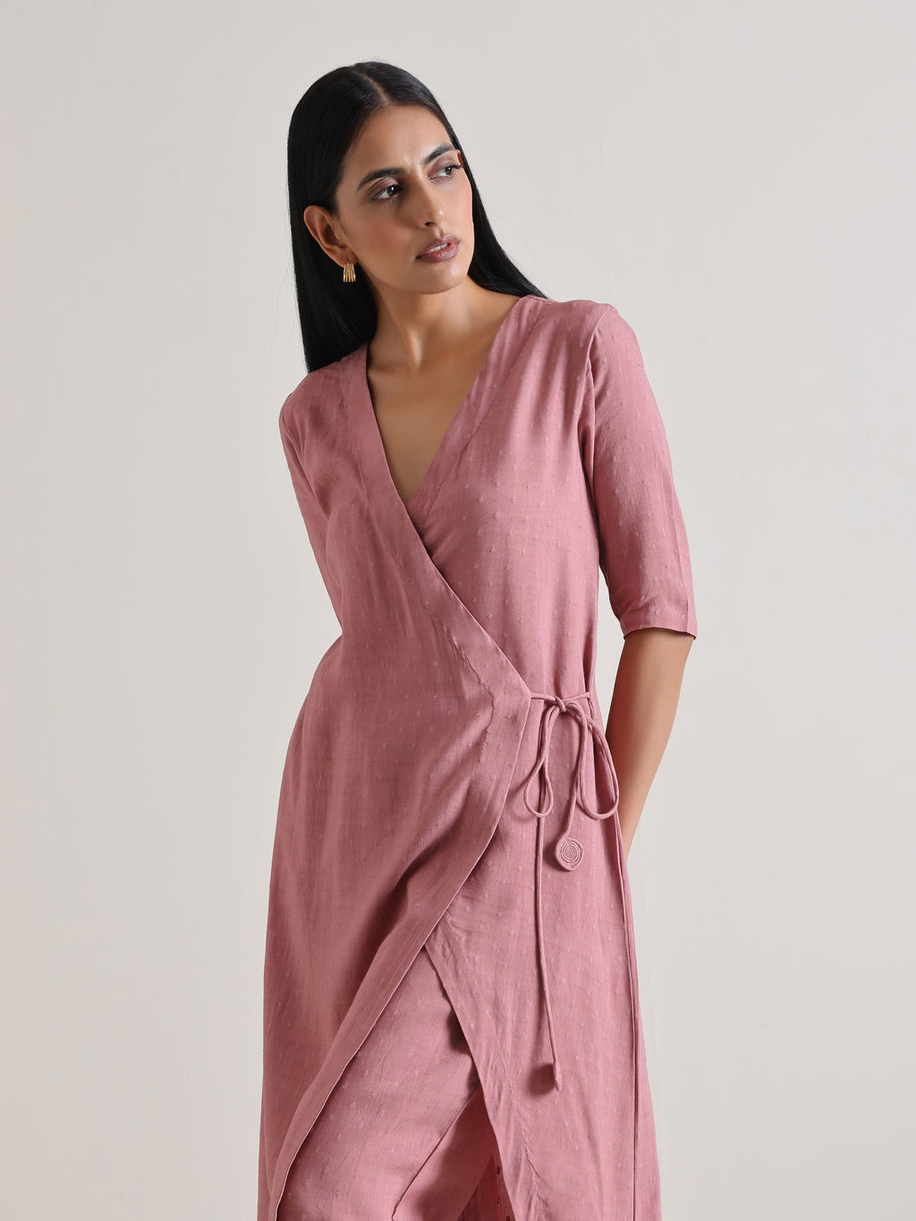 trueBrowns Mauve Angrakha Kurta Set