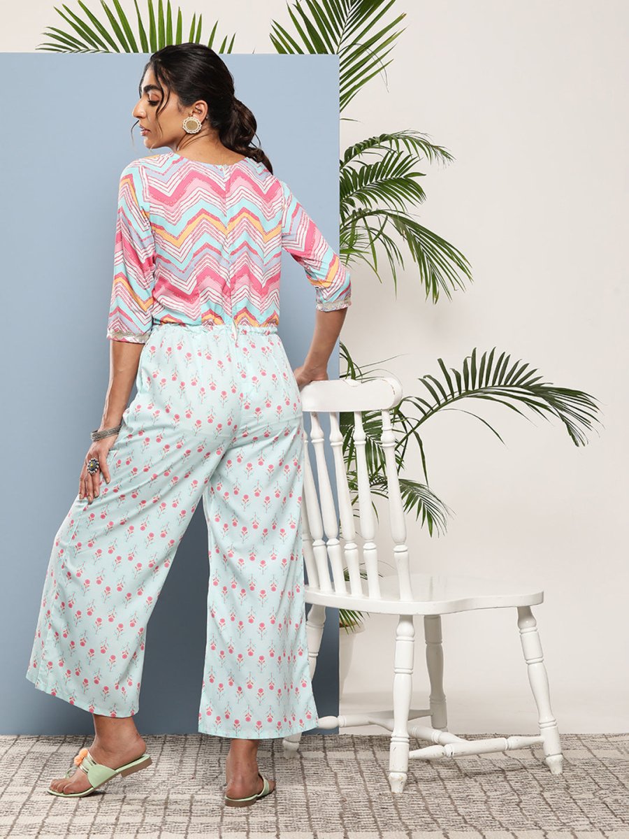 Ahalyaa Printed Waist Tie-Ups Basic Jumpsuit