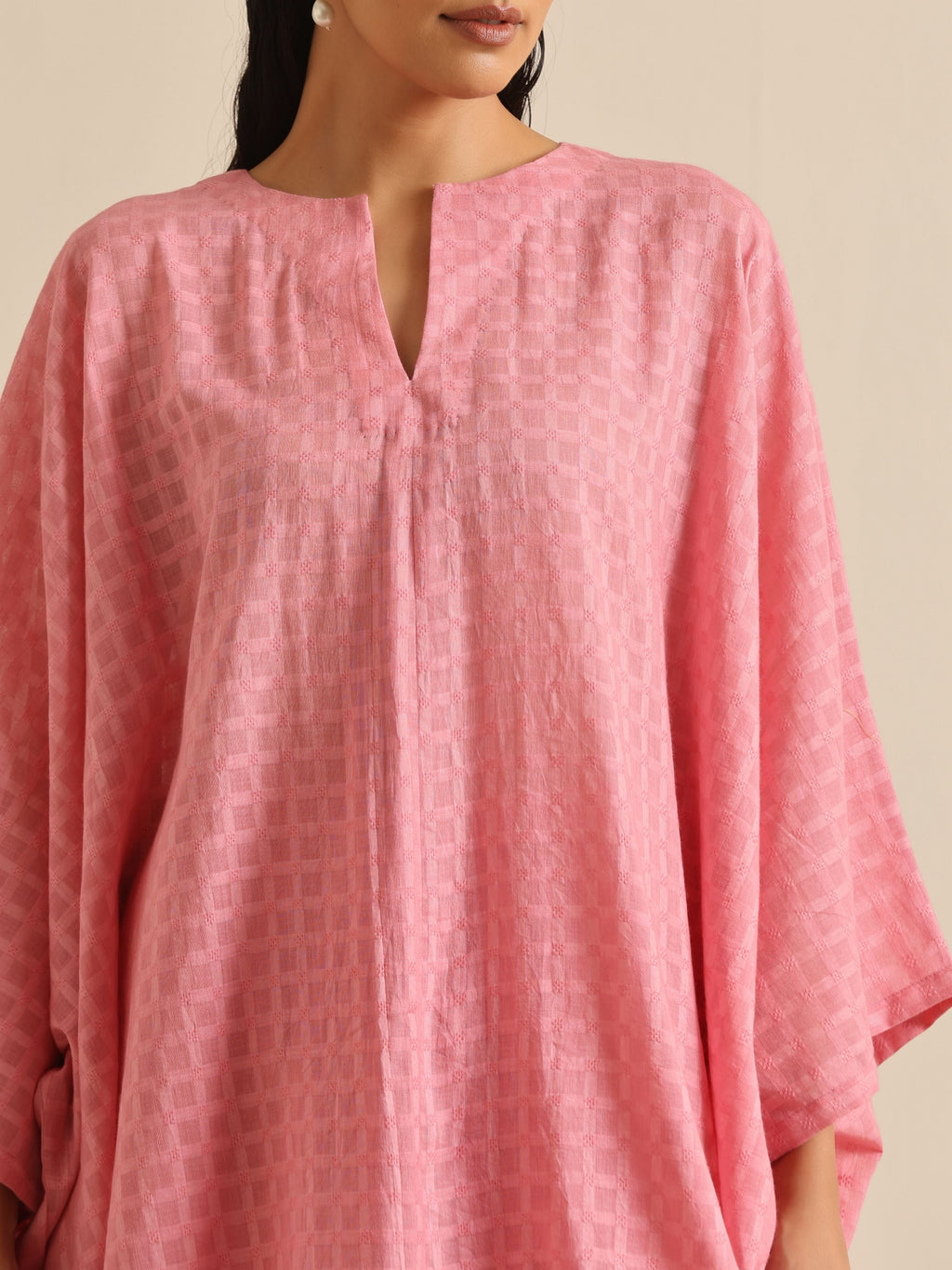 trueBrowns Light Pink Dobby Oversized Co-Ord Set