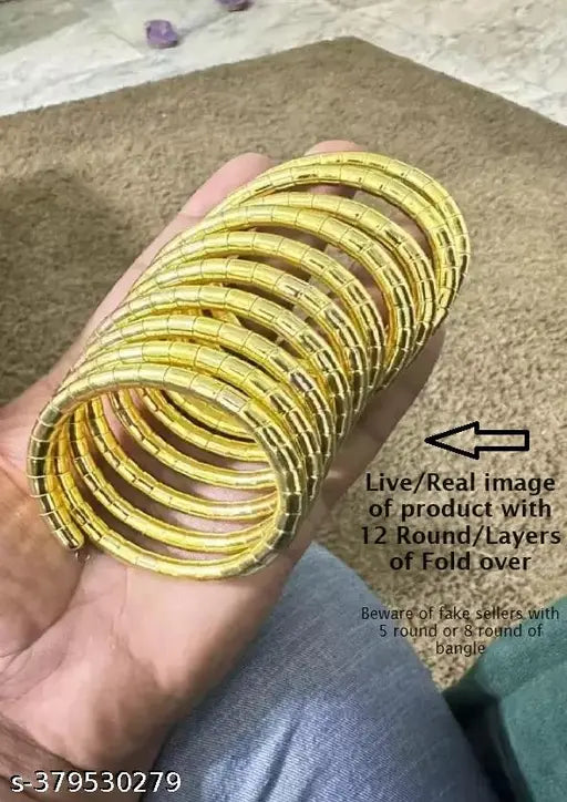 Tehzeeb Creations Women's Golden Viral Spiral Bangle For Girl And Women