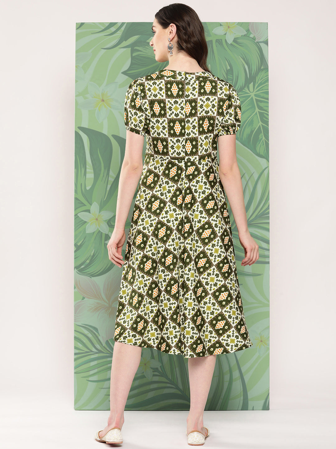 InWeave Women's Dark Green Square Dress