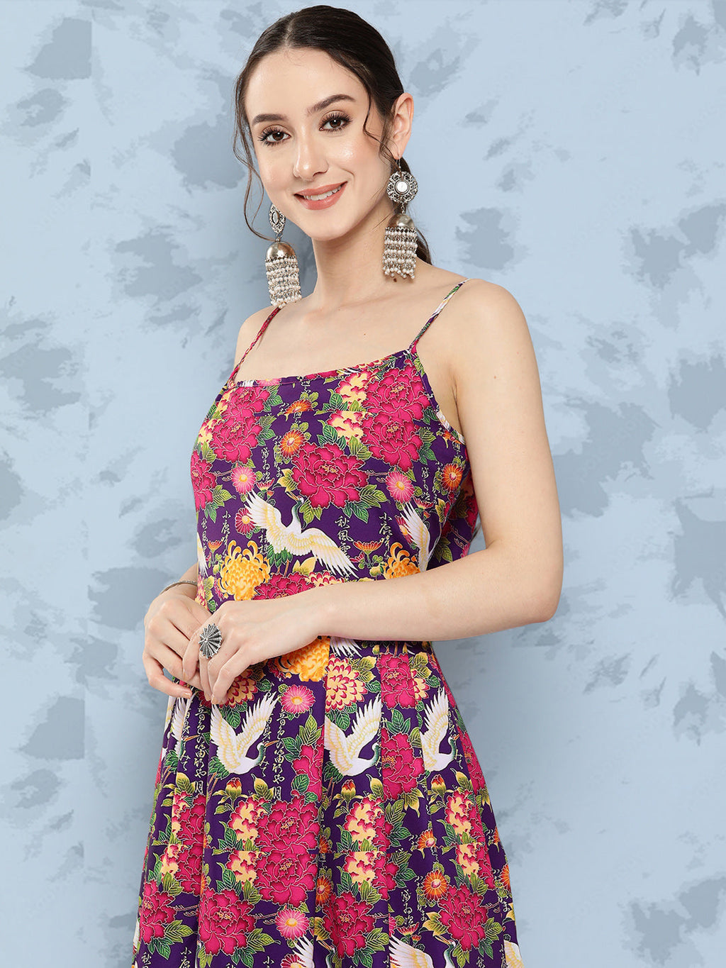 InWeave Women's Navy Bird Japanese Art Strappy Set