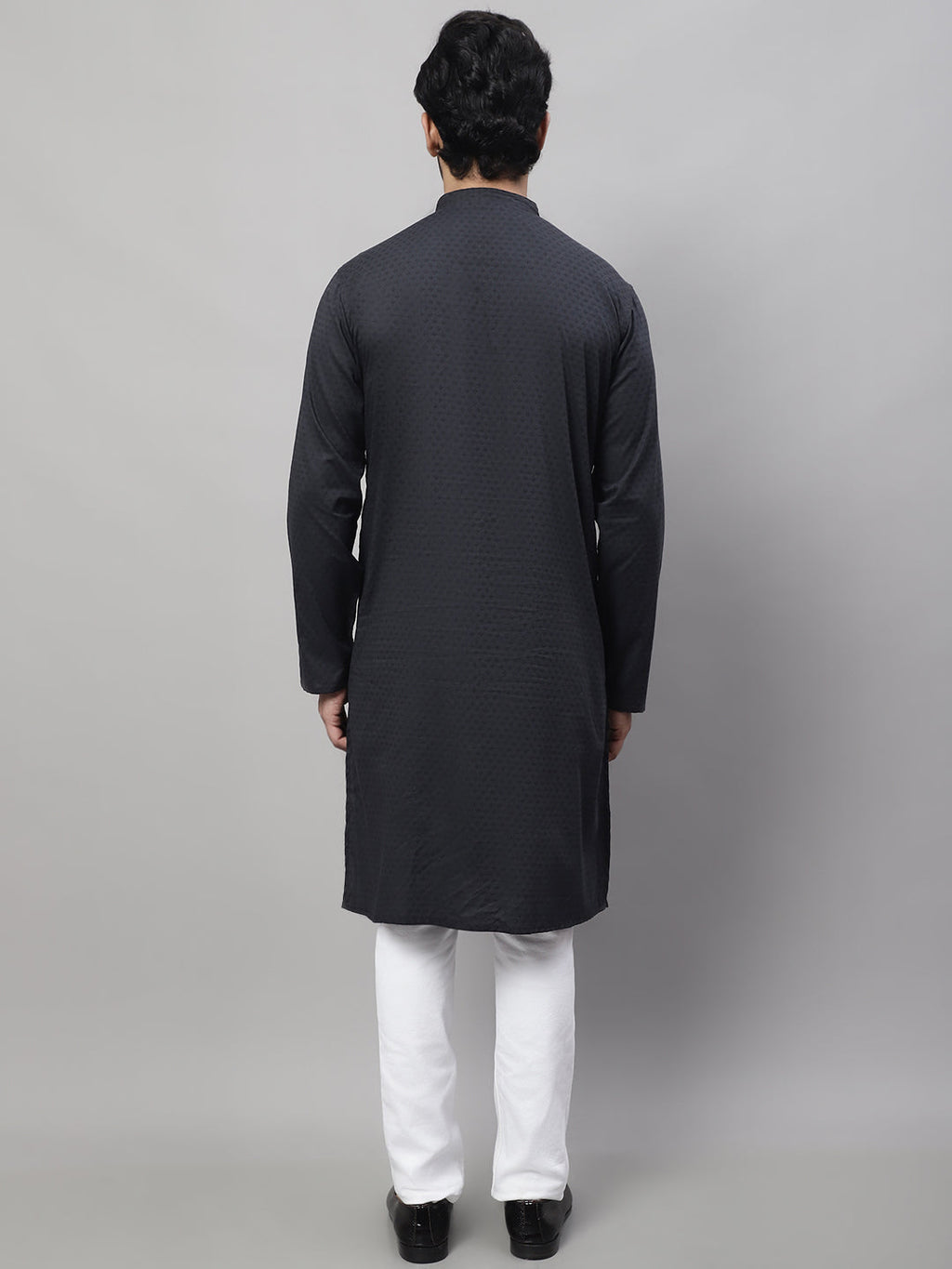Even Apparels Black Pure Cotton Kurta With Band Collar