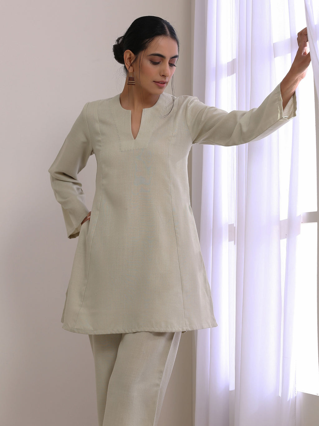 trueBrowns Light Grey Slub Co-Ord Set