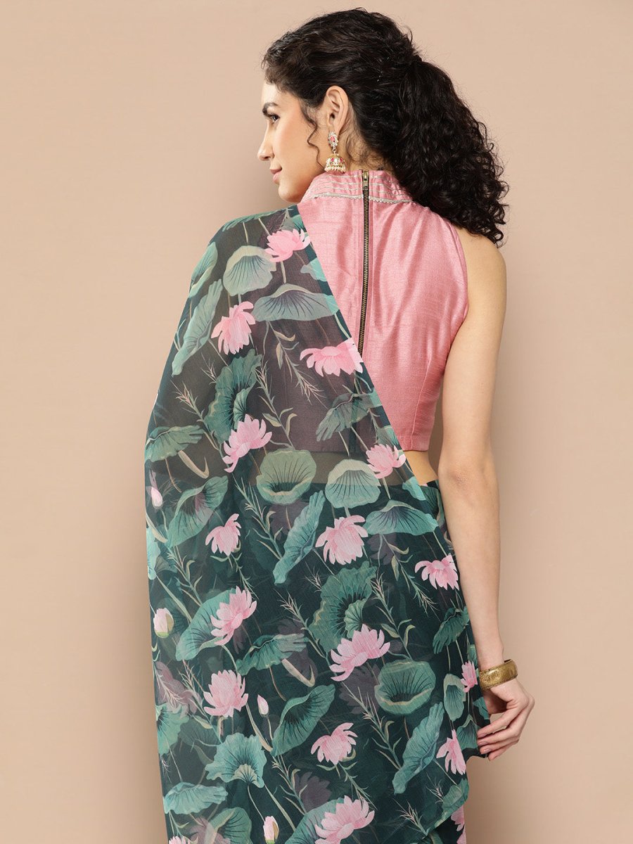 Ahalyaa Floral Poly Chiffon Saree