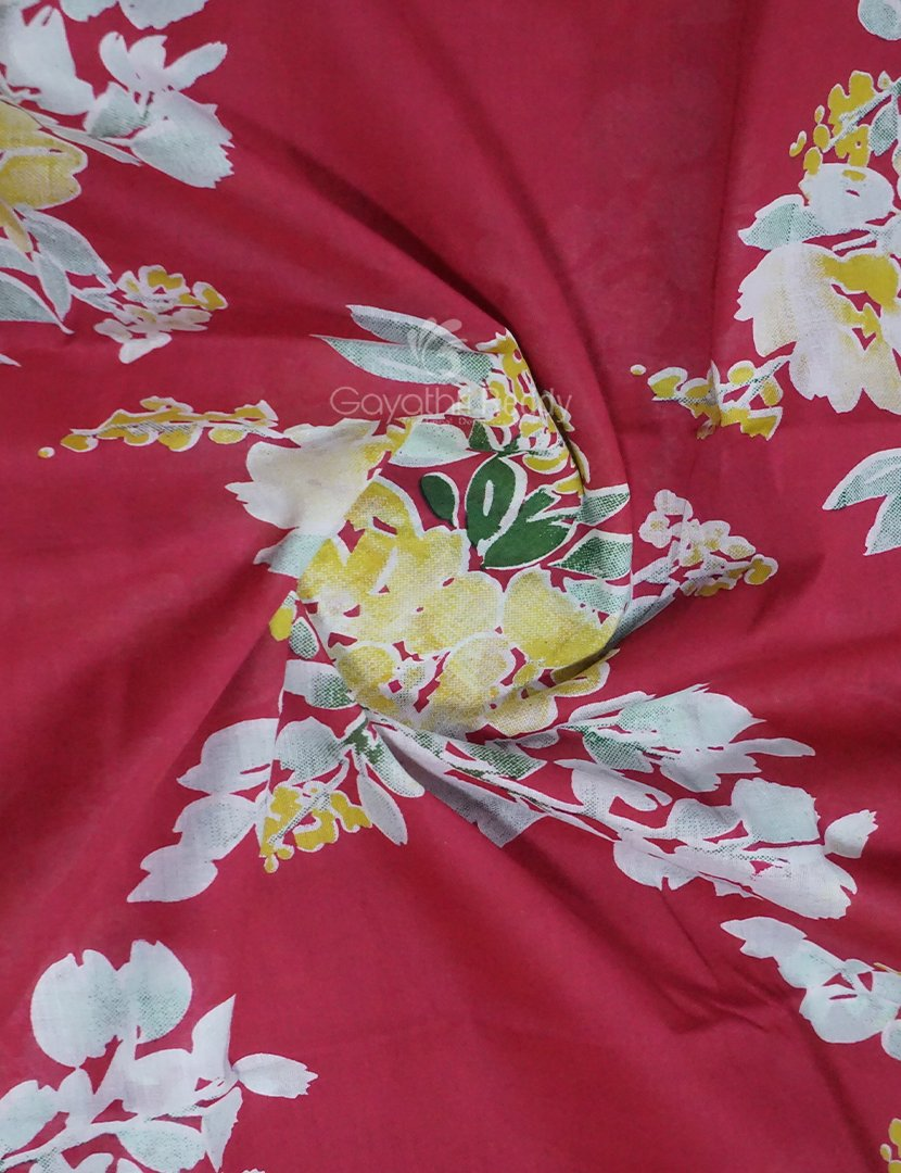 Tomato Red Colour Block Print Pure Mulmul Cotton Saree By Gayathri Reddy Designer Studio