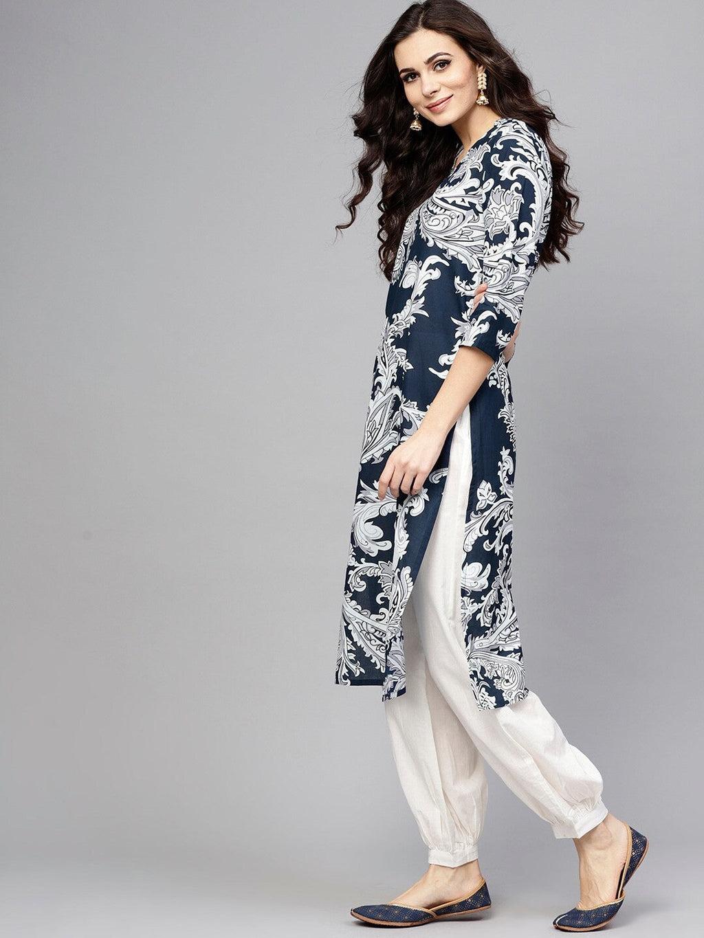 Antaran Blue Pure Cotton Printed Kurta Pant Set