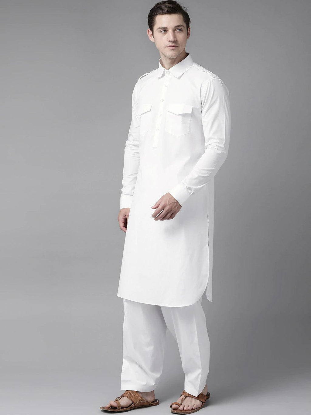 Fabmade White Pathani Suit