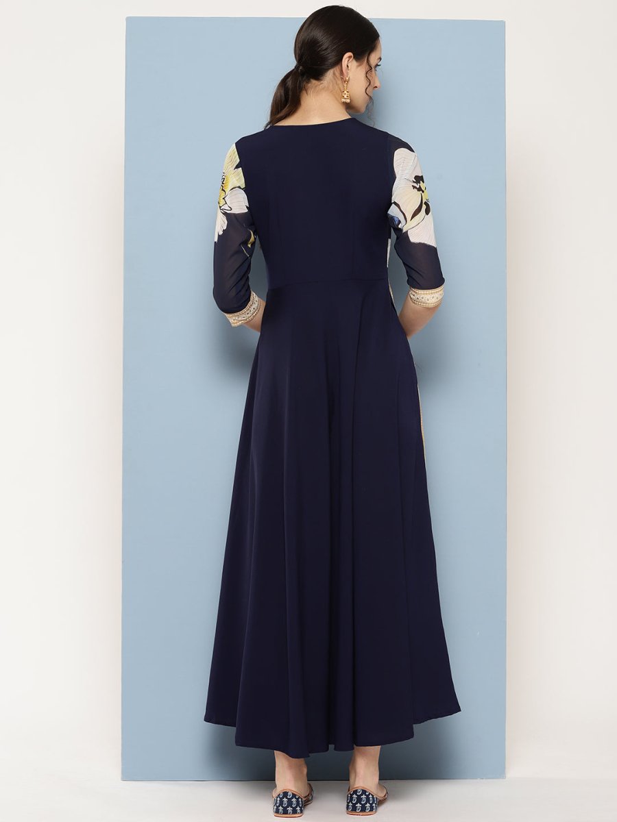 Ahalyaa Floral Printed Maxi Empire Ethnic Dress