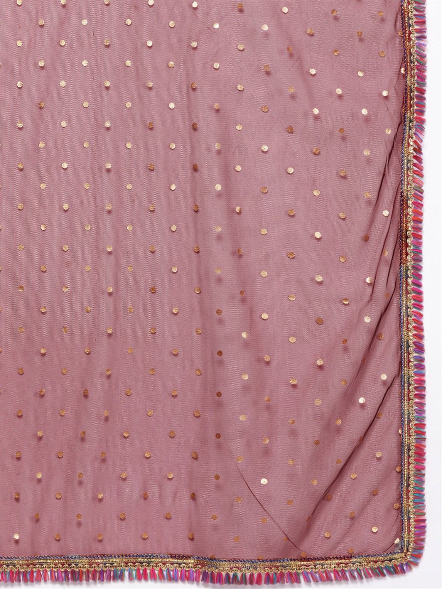 Ahalyaa Women Black Floral Printed Gotta Patti Kurta with Palazzos & With Dupatta