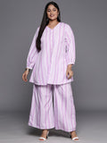 Ahalyaa Plus Size Striped Tunic with Palazzos