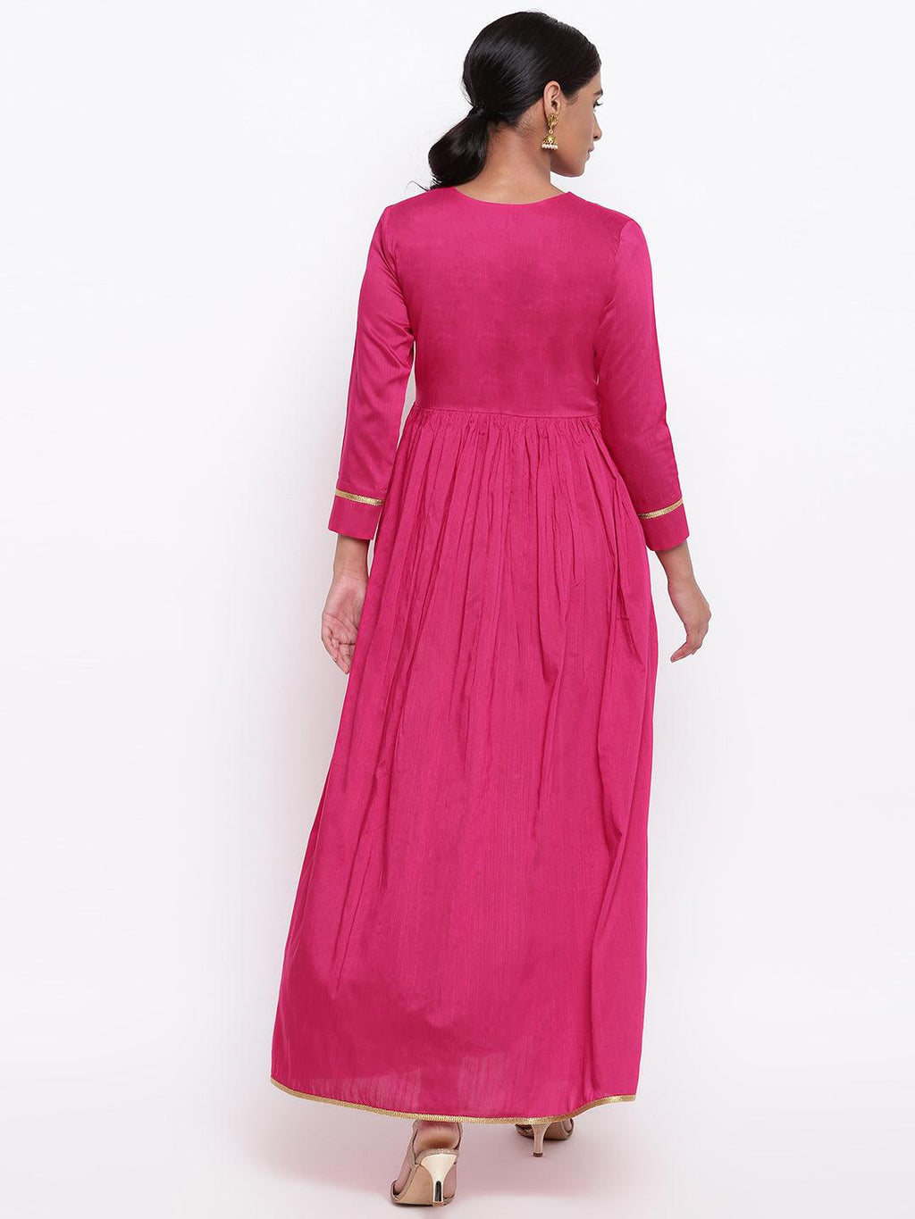 trueBrowns Pink Gold Lace Dress