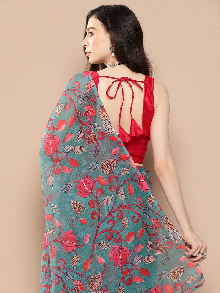Ahalyaa Floral Poly Chiffon Saree