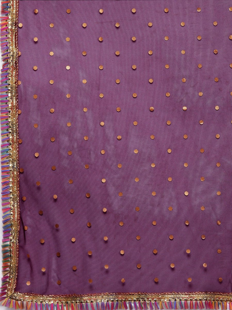 Ahalyaa Plus Size Floral Printed Zari Kurta with Palazzos & With Dupatta
