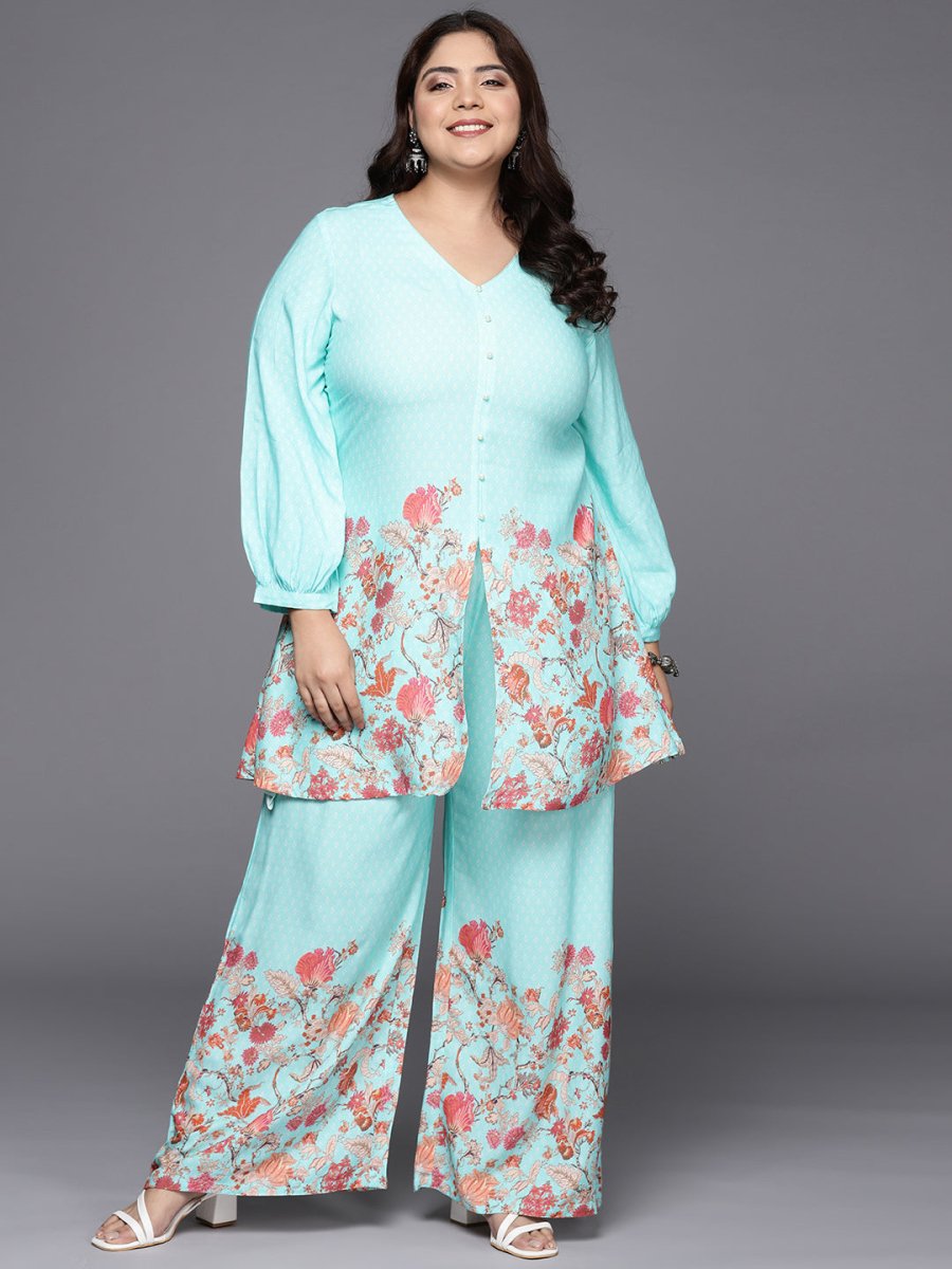 Ahalyaa Women Plus Size Tunic with Palazzos