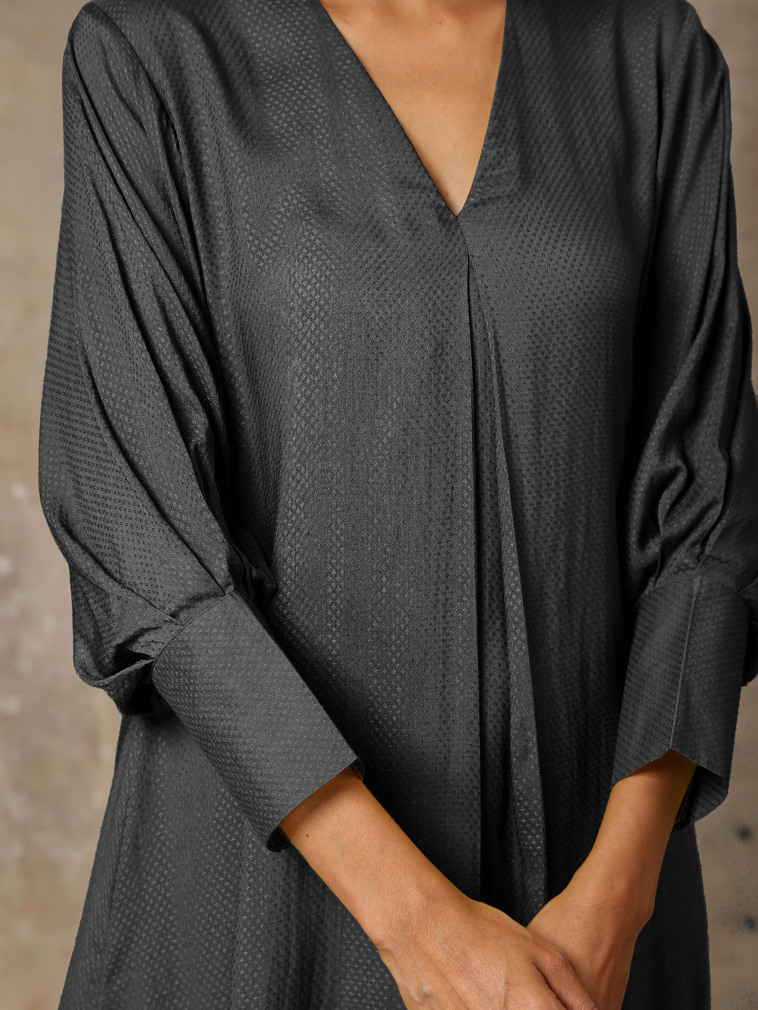 trueBrowns Black Solid Textured Co-Ord Set