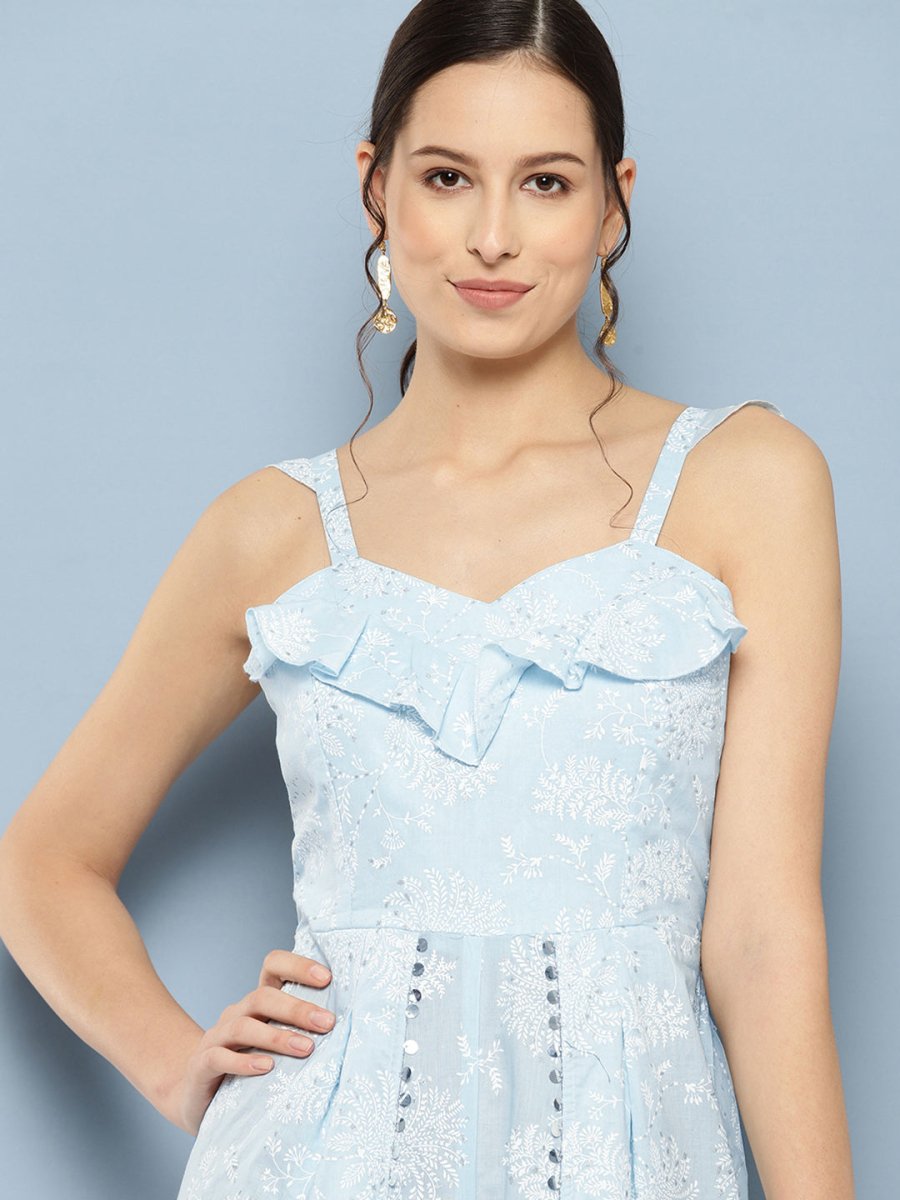 Ahalyaa Printed Basic Jumpsuit with Ruffles