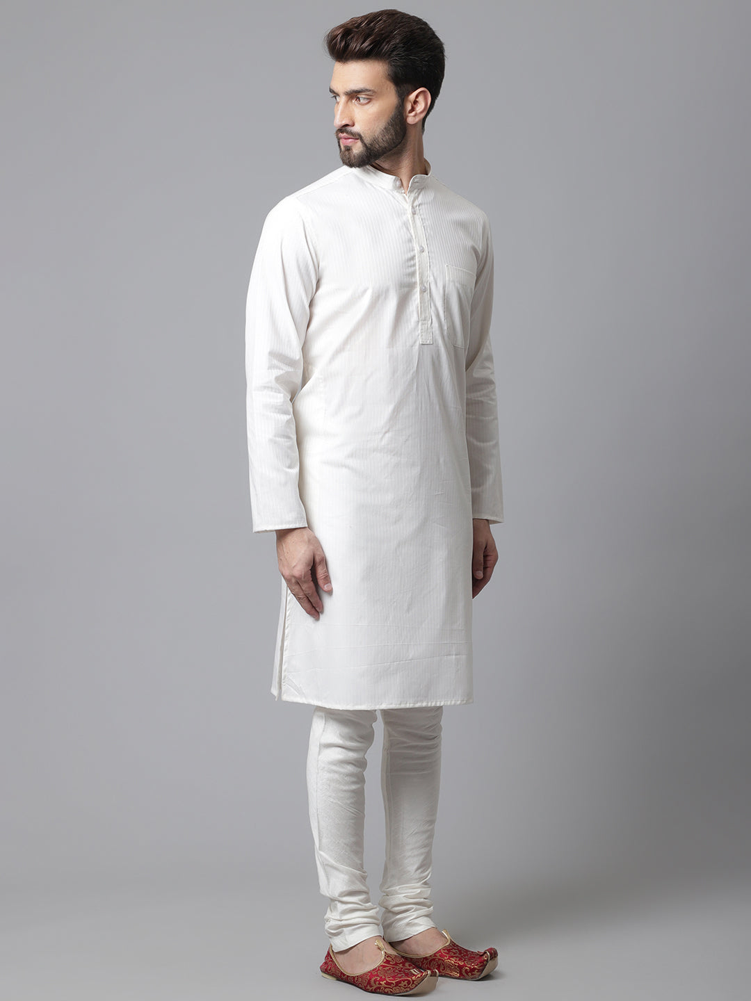 Even Apparels White Pure Cotton Kurta With Band Collar