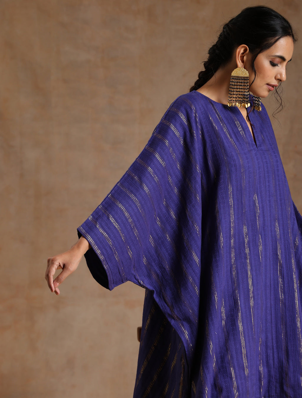 trueBrowns Spectrum Blue Gold Cotton Oversized Round Co-Ord Set