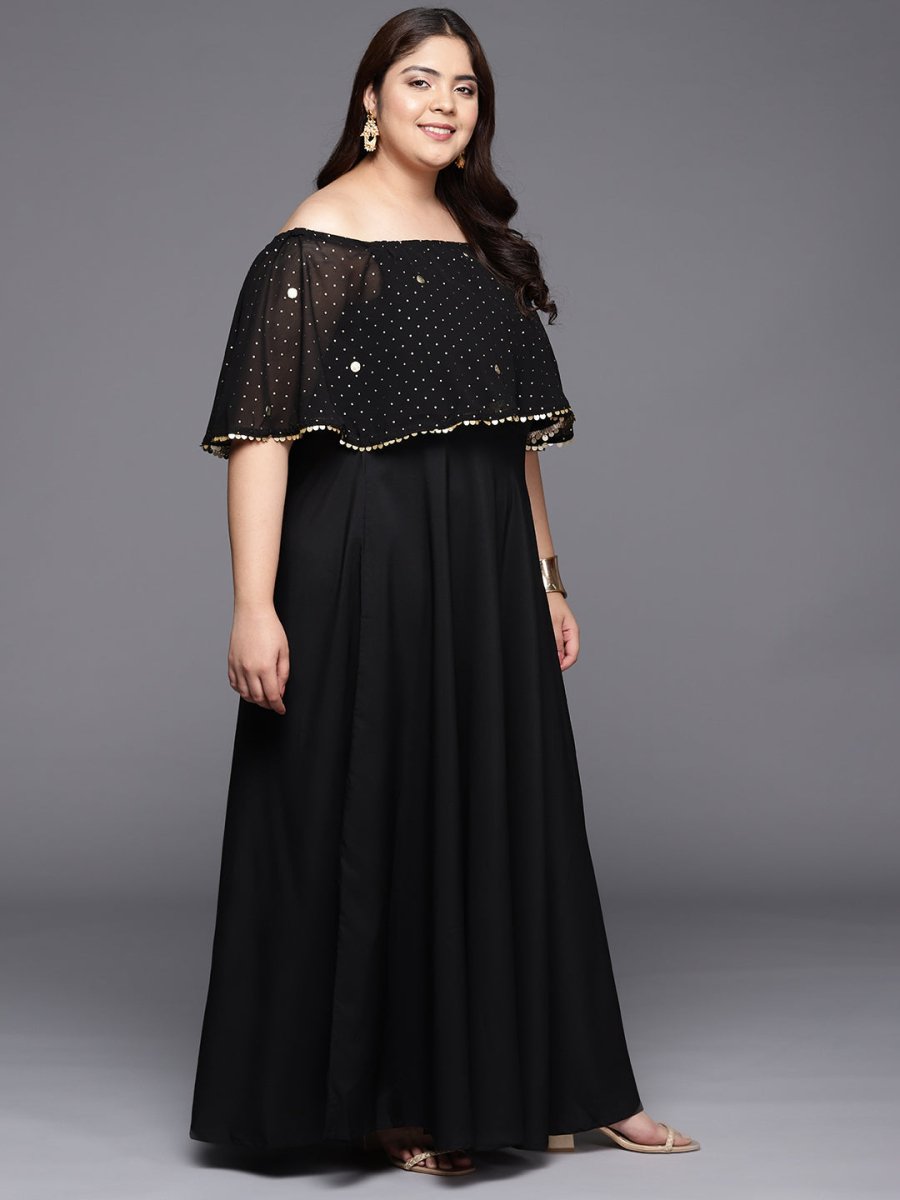 Ahalyaa Plus Size Off-Shoulder Maxi Ethnic Dress
