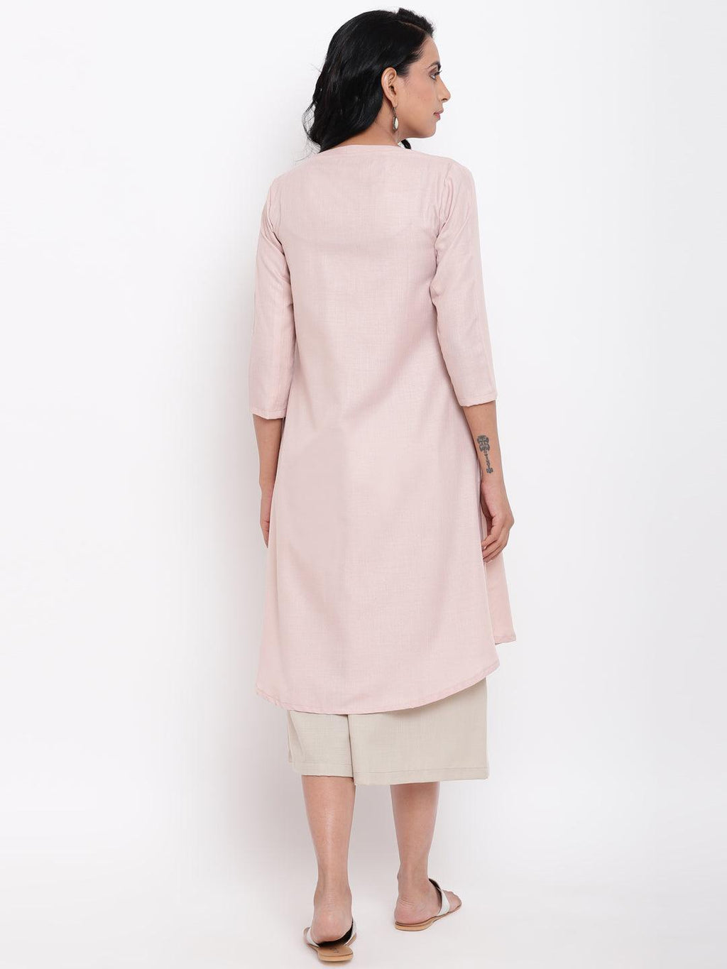 trueBrowns Linen Cotton Rose Kurta Pant Set